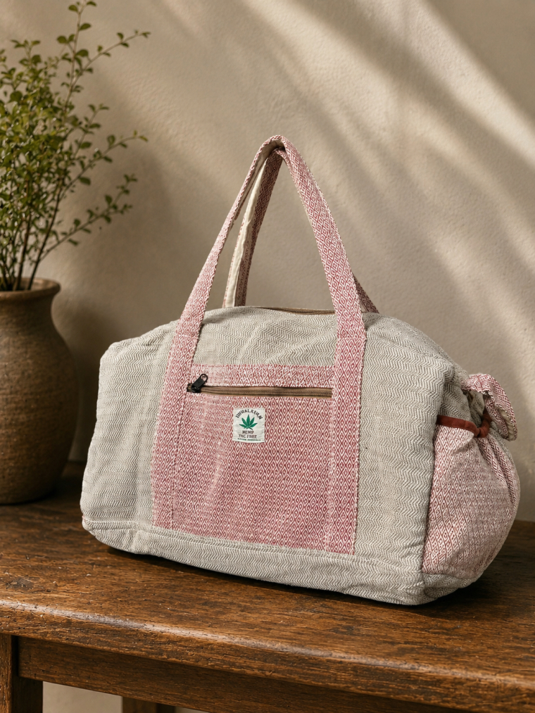Grey Dusty Pink Diamond Duffel Bag | Yala Cotton