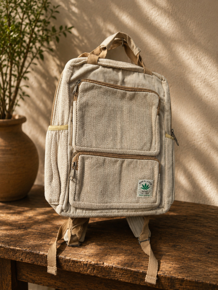 Natural Cream Herringbone Backpack | Yala Cotton