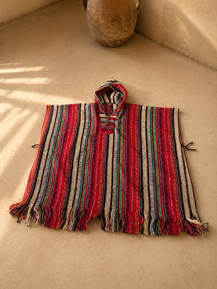 Sunset Stripe Hooded Poncho