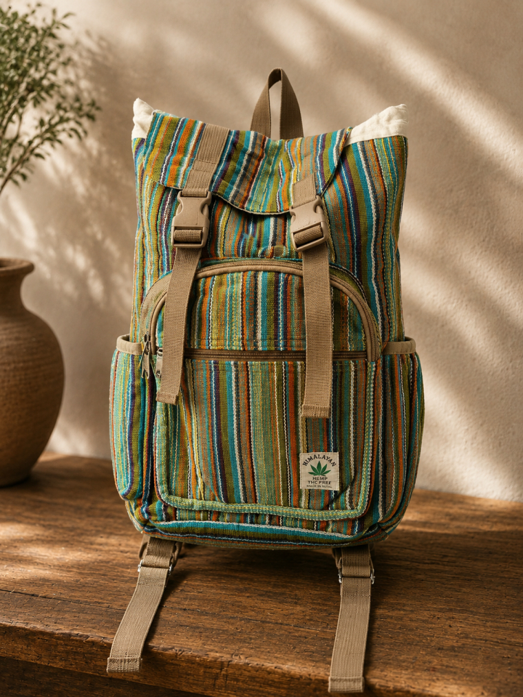 Multicolor Stripe Rolltop Backpack | Yala Cotton