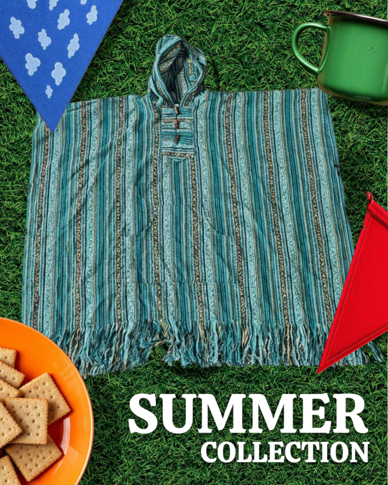 Lagoon Stripe Hooded Poncho