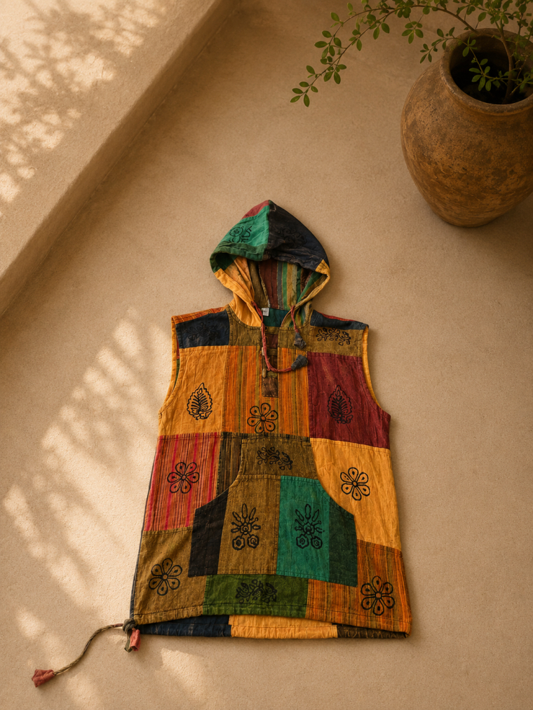 Wildflower Patchwork Hooded Vest